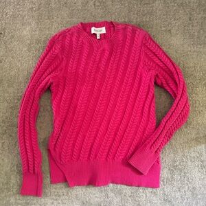 Derek Lam Vibrant Pink Cable Knit Sweater